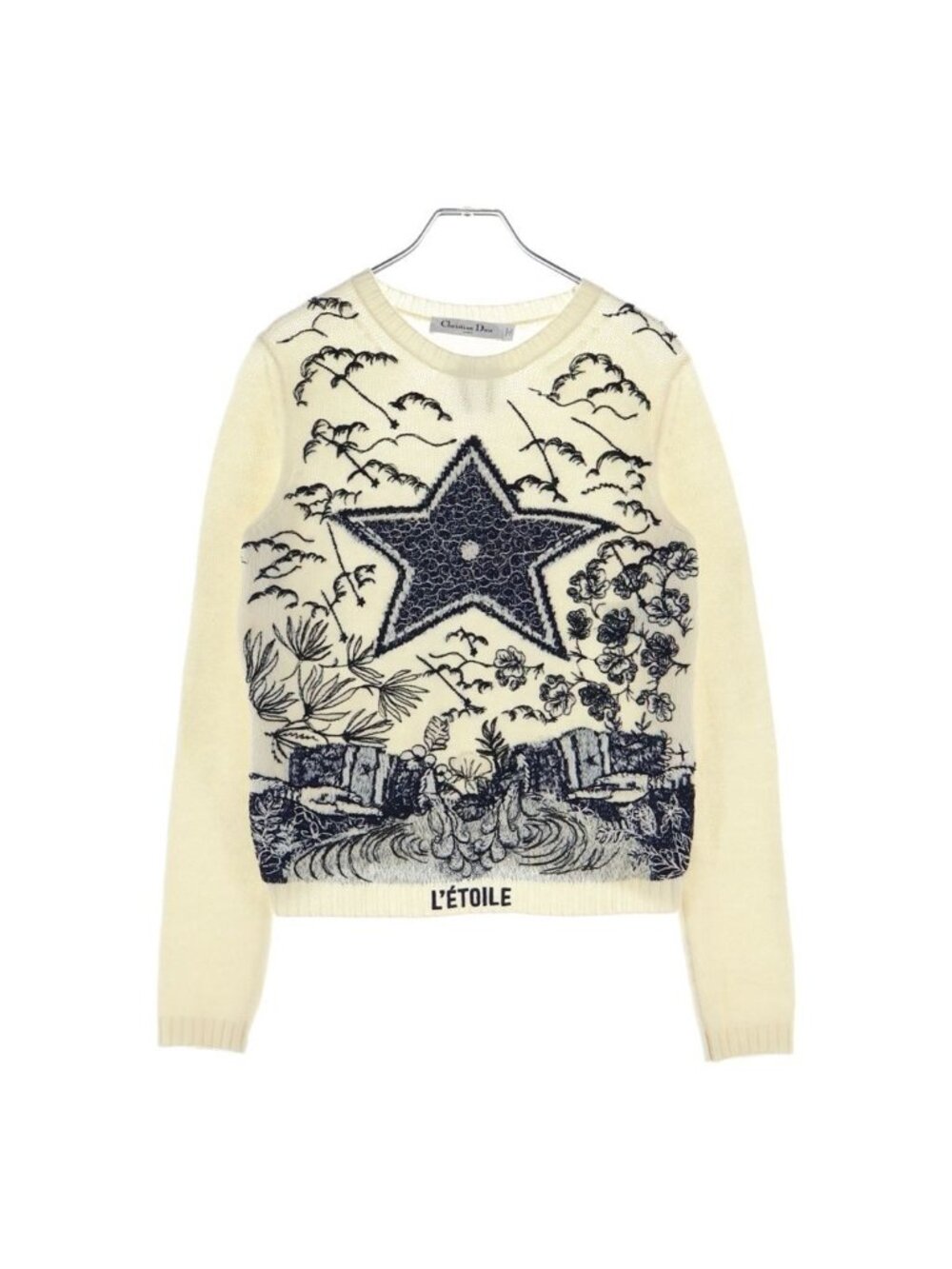 Dior Letoile Embroidery Cashmere Silk Knit Sweater White